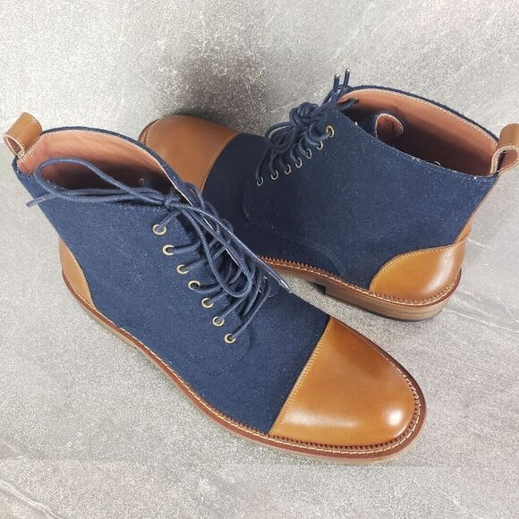 Vintage Foundry Co Boots Mens 9.5 M Blue & Tan Remingto Lace Up Chukka - Picture 2 of 12